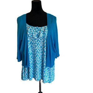 Lane Bryant SZ 18/20 Blue Rayon Cardigan Shrug